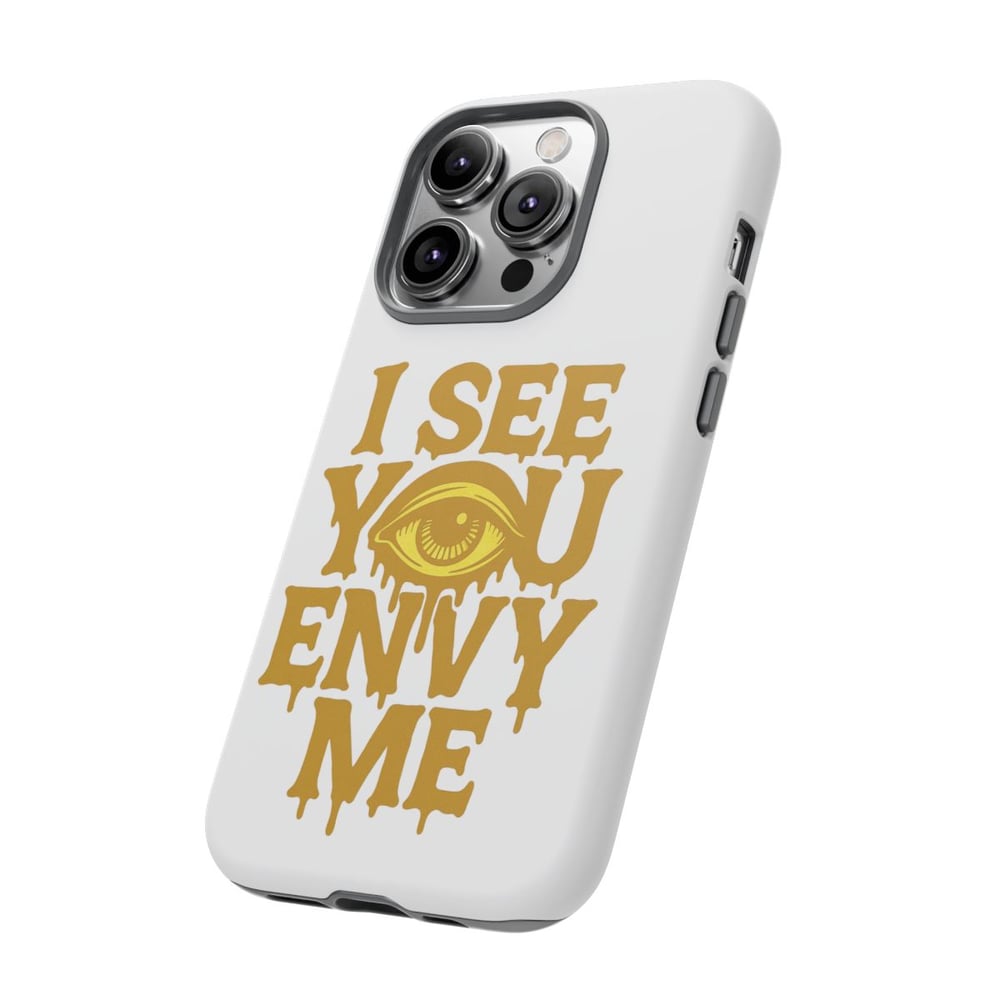 Image of I See You Envy Me Phone Case — Bold Gold Eye Graphic Protective Case