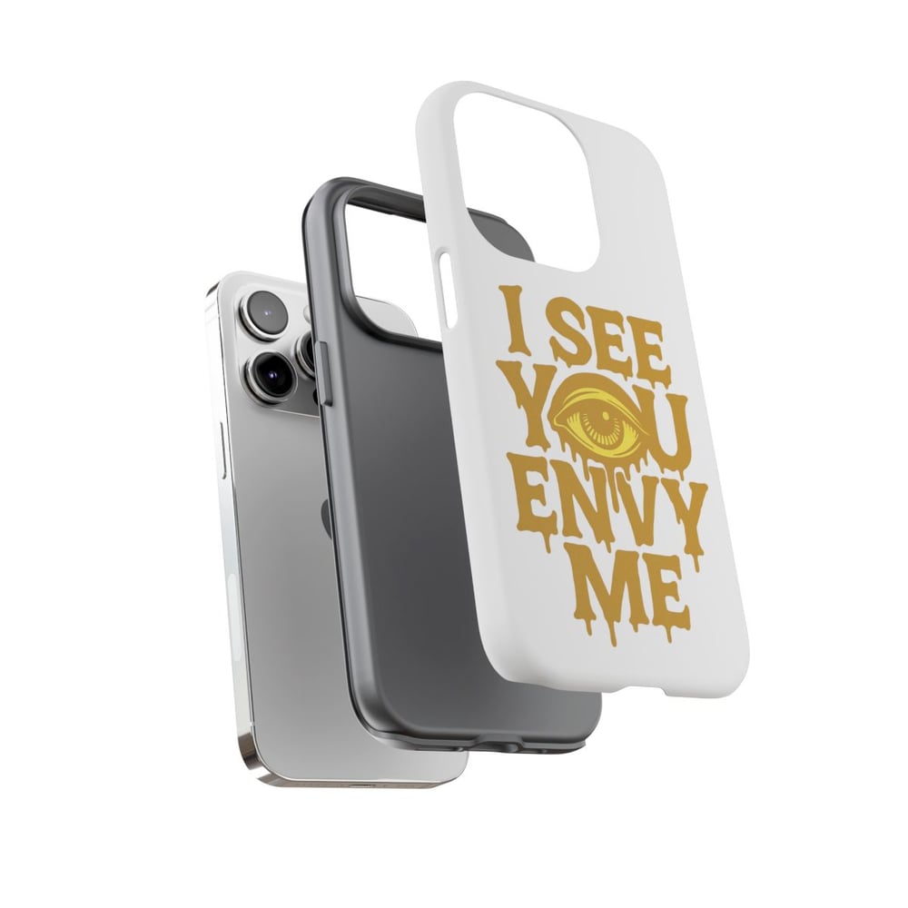 Image of I See You Envy Me Phone Case — Bold Gold Eye Graphic Protective Case