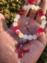 Image 3 of Love and Deepspace Sylus Inspired Crystal Bead Charm Bracelet - Silverwing Fiend