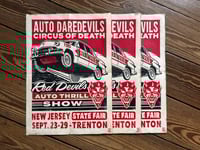 Image 1 of Red Devils Auto Daredevils Linocut Print FREE SHIPPING