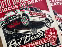 Image 2 of Red Devils Auto Daredevils Linocut Print FREE SHIPPING