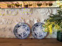 Image 3 of Assiettes à dessert anciennes en terre de fer - Creil et Montereau, modèle Flora - Art de la table