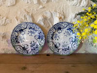 Image 1 of Assiettes à dessert anciennes en terre de fer - Creil et Montereau, modèle Flora - Art de la table