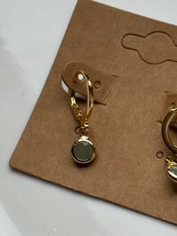 Image 2 of Green Glass Pendant Huggies