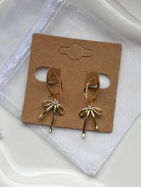 Image 1 of 18k Gold Bow Pendant Huggies