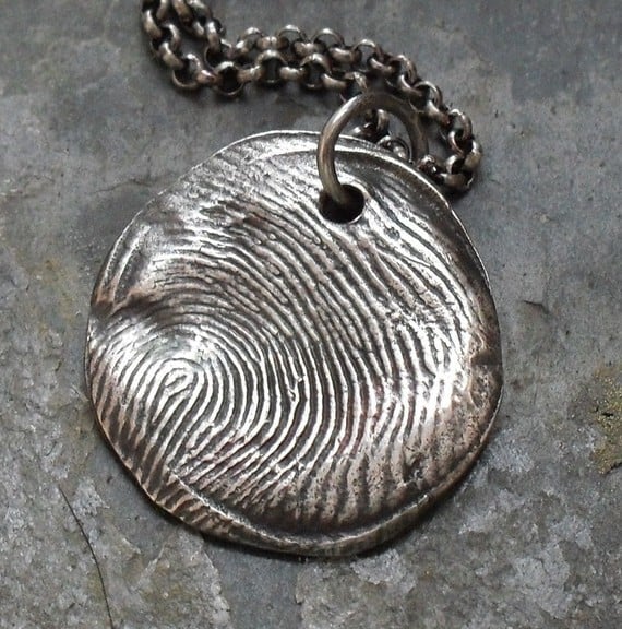 Image of Fingerprint Necklace in Fine Silver (Style#101)