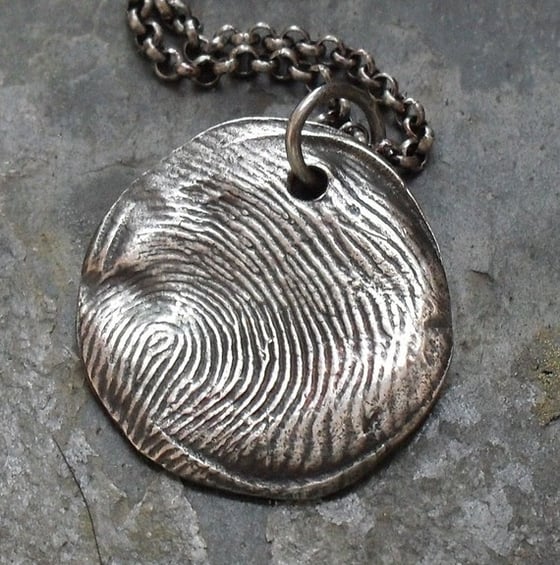 Image of Fingerprint Necklace in Fine Silver (Style#101)