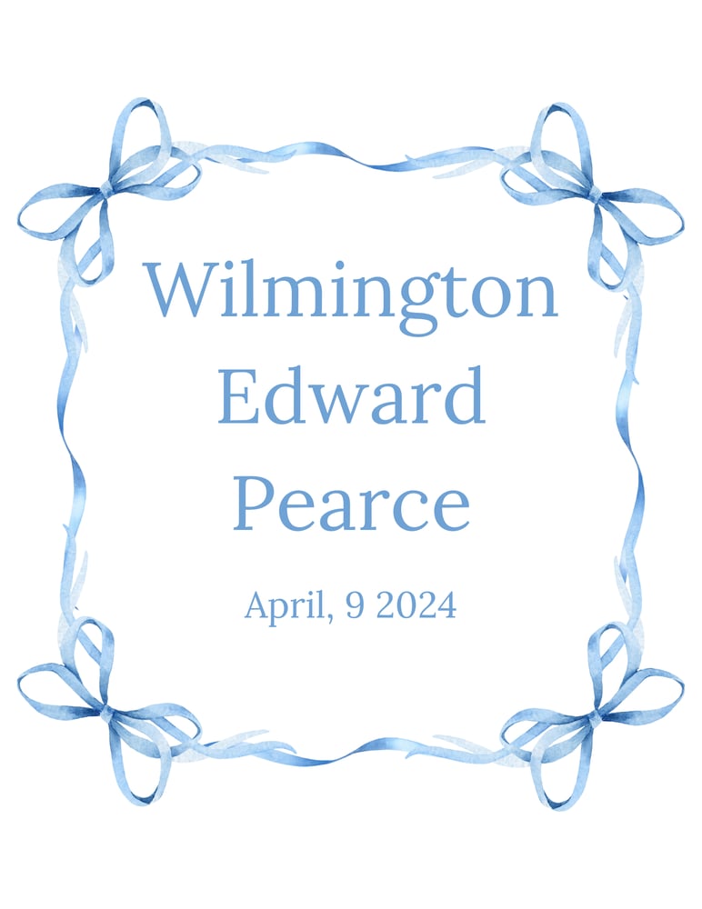 Image of Newborn Birth Announcement Blue Crest (Blue Color Palette) Bundle of (3) 