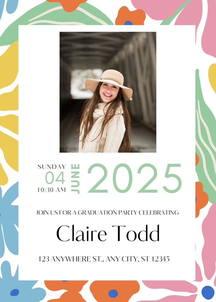 Image of Floral Graduation Invitation 