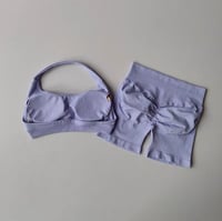 Image 3 of High Waisted Shorts with Sports Bra Set