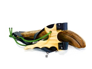 Image of Wooden Slingshot made of Ash, The Twister, Wood Catapult, Right hand pull