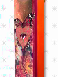 Image 2 of FREE SHIP - Sacred Bloom - OOAK - Original Art - Acrylic and Collage - Sacred Heart with Eye 