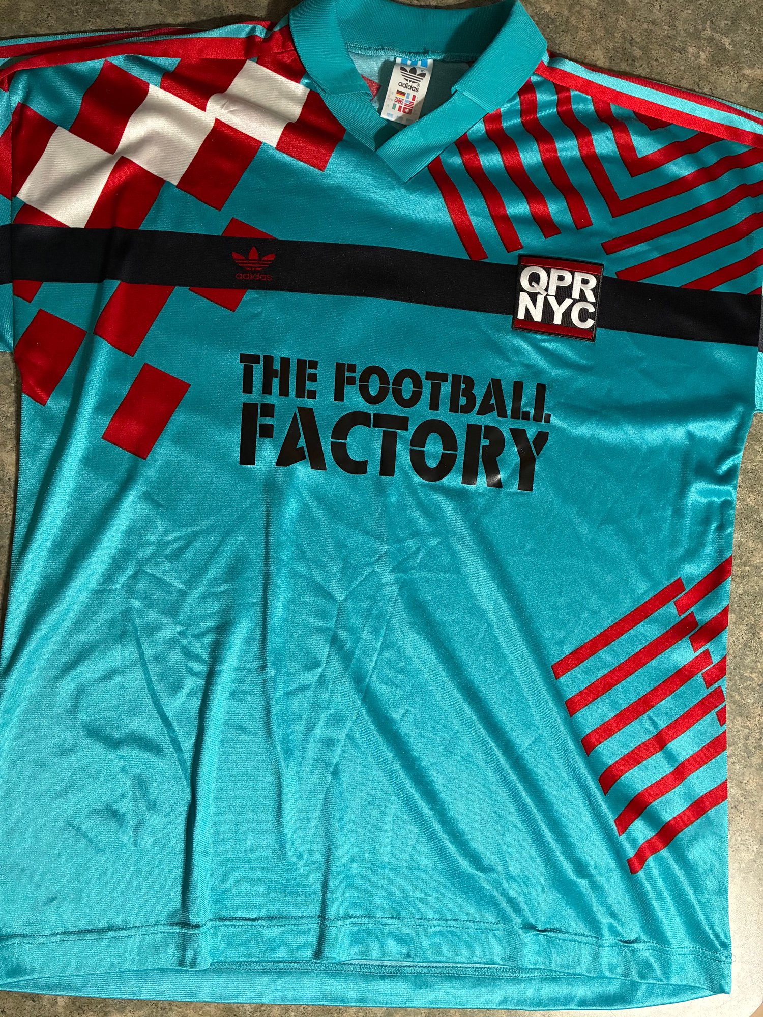 Image of QPR NYC Ant Original 1 of 1 Teal Vintage Adidas Retro Shirt