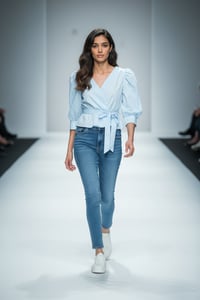 Image 1 of Runway Wrap Puff Sleeve Top