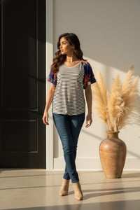 Image 1 of Mixed Bloom Raglan Top