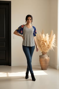 Image 2 of Mixed Bloom Raglan Top