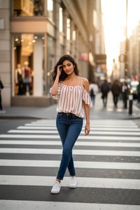 Image 2 of Metro Stripe Cold Shoulder Top
