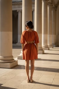 Image 2 of Rust Cutout Puff-Sleeve Mini Dress