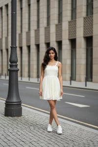 Image 1 of Eyelet Scallop Strap Mini Dress