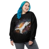 Image 1 of Cat in Space - All Over Print - Recycled Poly - Unisex Pullover Sweatshirt - Space Cat Shirt 