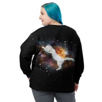 Image 2 of Cat in Space - All Over Print - Recycled Poly - Unisex Pullover Sweatshirt - Space Cat Shirt 