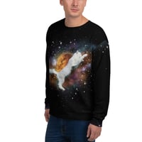 Image 4 of Cat in Space - All Over Print - Recycled Poly - Unisex Pullover Sweatshirt - Space Cat Shirt 