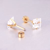 18K Gold Plated Dainty Diamond Stud Earrings