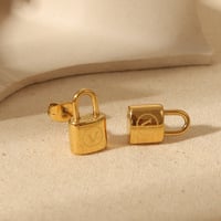 18K Gold Plated Lock Earrings