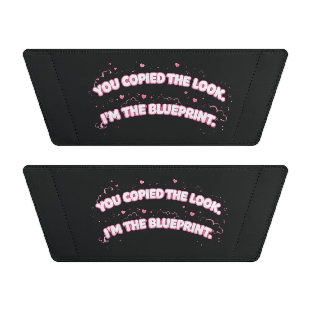 Image of Women's Slide Sandals — Black Strap with Pink Text 'You Copied the Look'