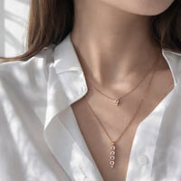 Image 3 of Winter Forest Morganite Bar Necklace