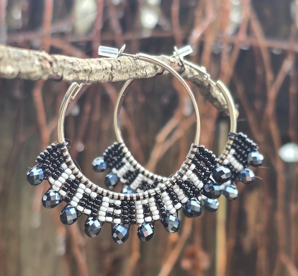 Image of ICE OUT Beaded Bling Hoop Earrings