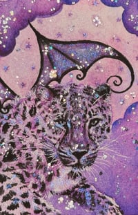 ‘Batty Leopard’ Embellished Art Print