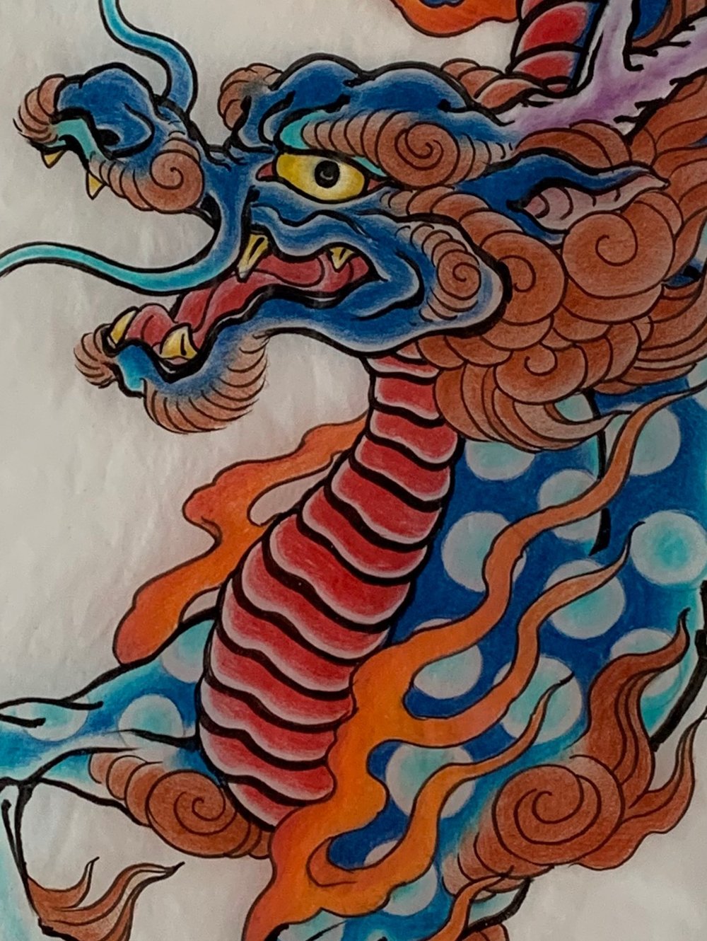 Image of Blue Kirin, large on tracing paper 