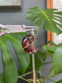 Image 2 of Red Obsidian Silver Moon Necklace 