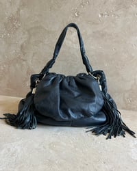 Image 1 of PUFFY LEATHER TASSEL BAG