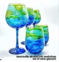 Image 1 of Townsville Workshop - Alcohol Ink Wine Glasses (Set of 2) 