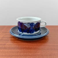 Image 1 of Arabia Finland Anemone Tea Cup with Blue Saucer