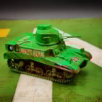 Image 6 of TANK GIRL ACTIONBOX CUSTOM DIECAST NEON GREEN STEALTH TANK - PLINTH EDITION