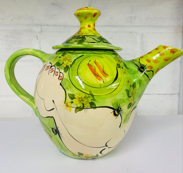 Image of Lime green teapot 
