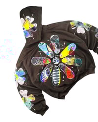 Image 2 of Re-worked 1 of 1 Batik Peace Bloom Patchworks Hoodie Size XL