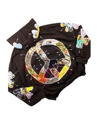 Image 7 of Re-worked 1 of 1 Batik Peace Bloom Patchworks Hoodie Size XL