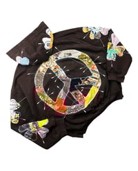 Image 8 of Re-worked 1 of 1 Batik Peace Bloom Patchworks Hoodie Size XL