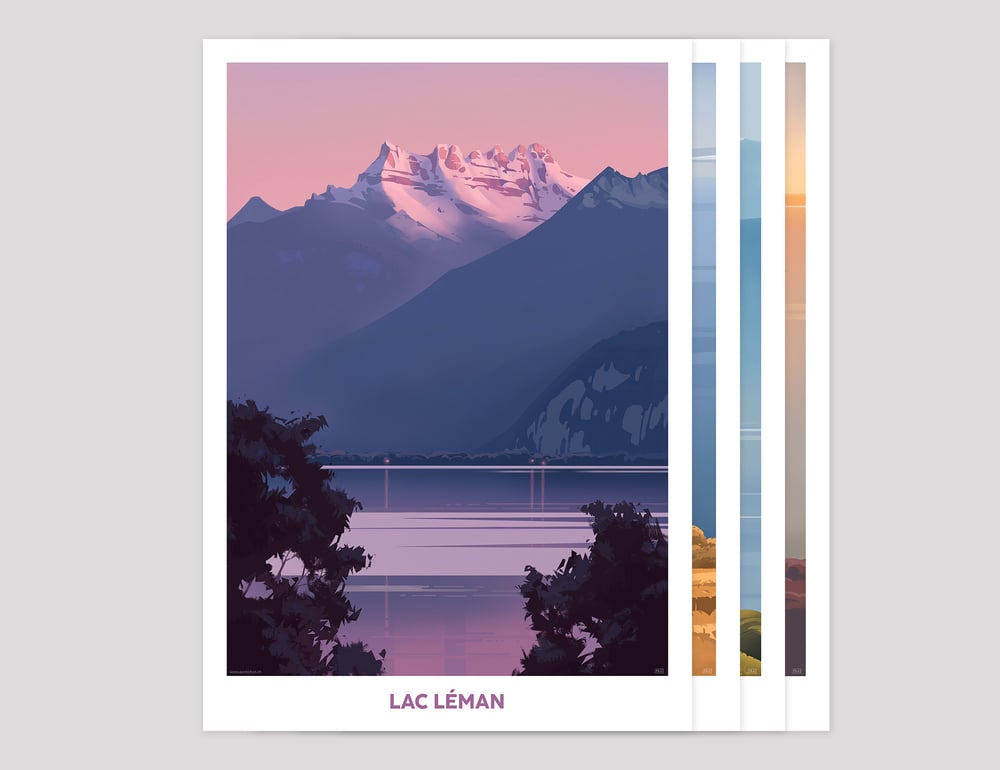 Image of Série de 4 affiches "Lac Léman 2"