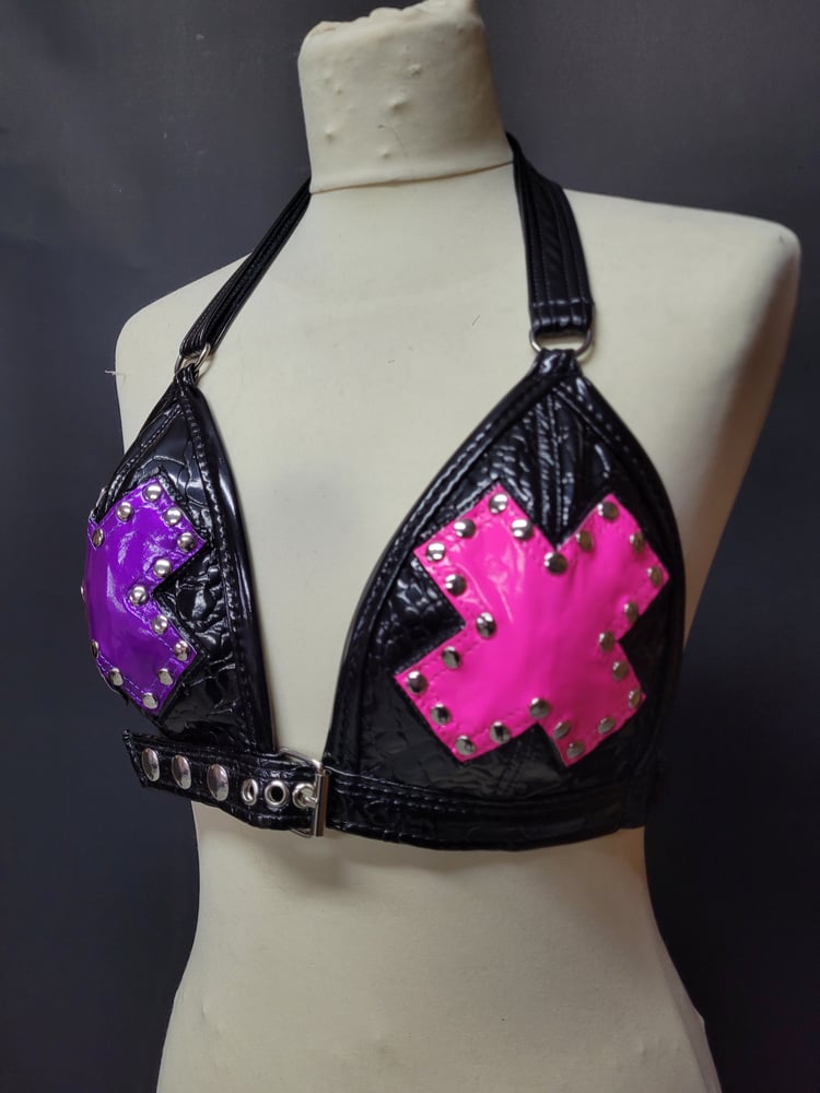 Image of PINK AND PURPLE X BRA XS-MEDIUM
