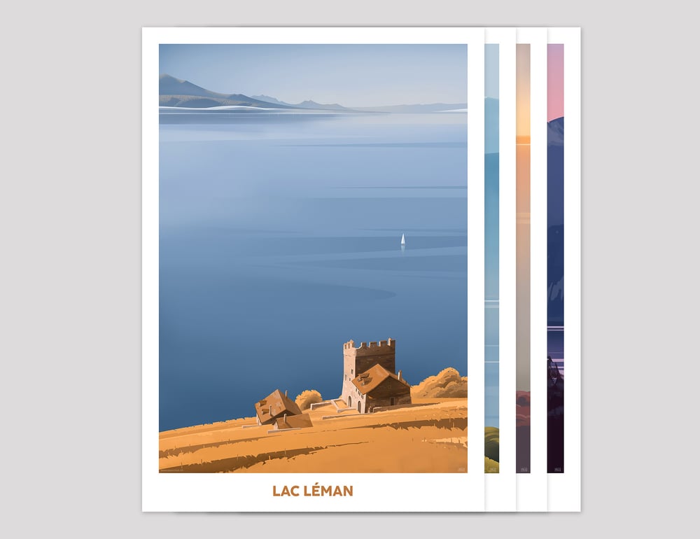 Image of Série de 4 affiches "Lac Léman 2"
