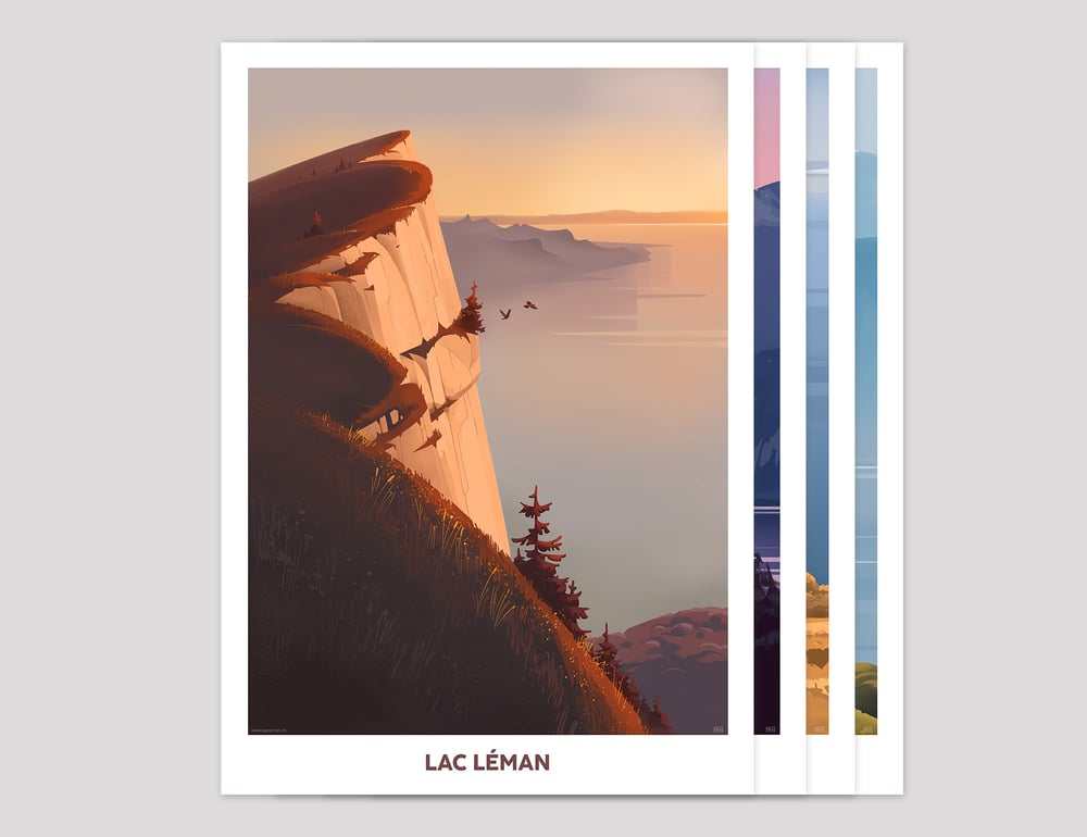 Image of Série de 4 affiches "Lac Léman 2"