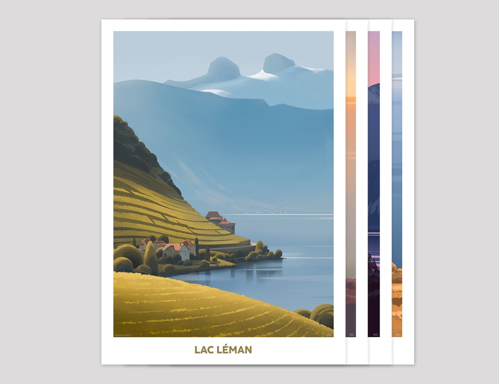 Image of Série de 4 affiches "Lac Léman 2"