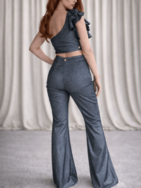 Image 2 of Silver Glitter Flares and Top Co-Ord Set