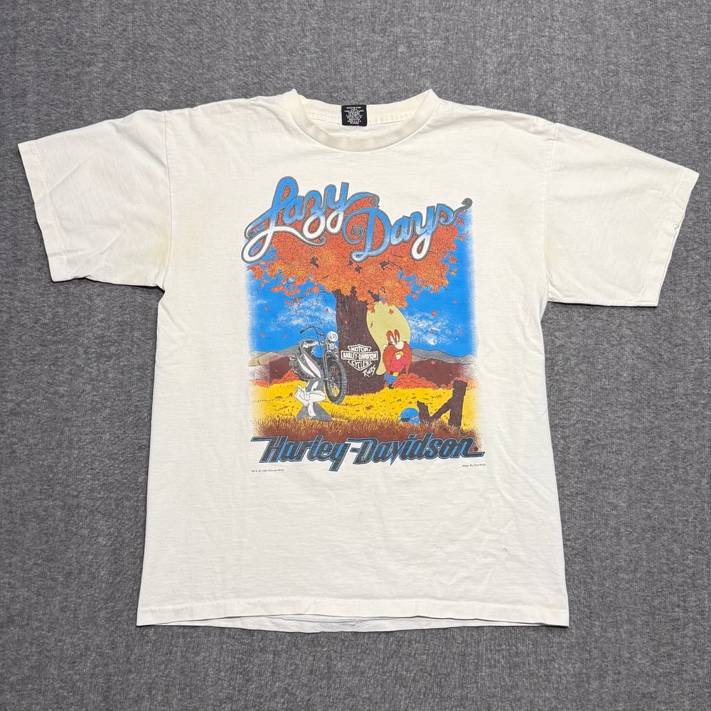 Image of 1990s Harley Davidson Looney Tunes "Lazy Days" Graphic Tee 