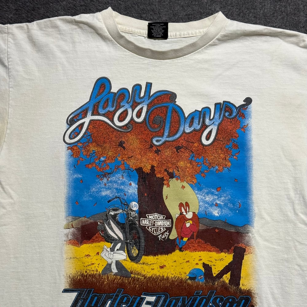 Image of 1990s Harley Davidson Looney Tunes "Lazy Days" Graphic Tee 